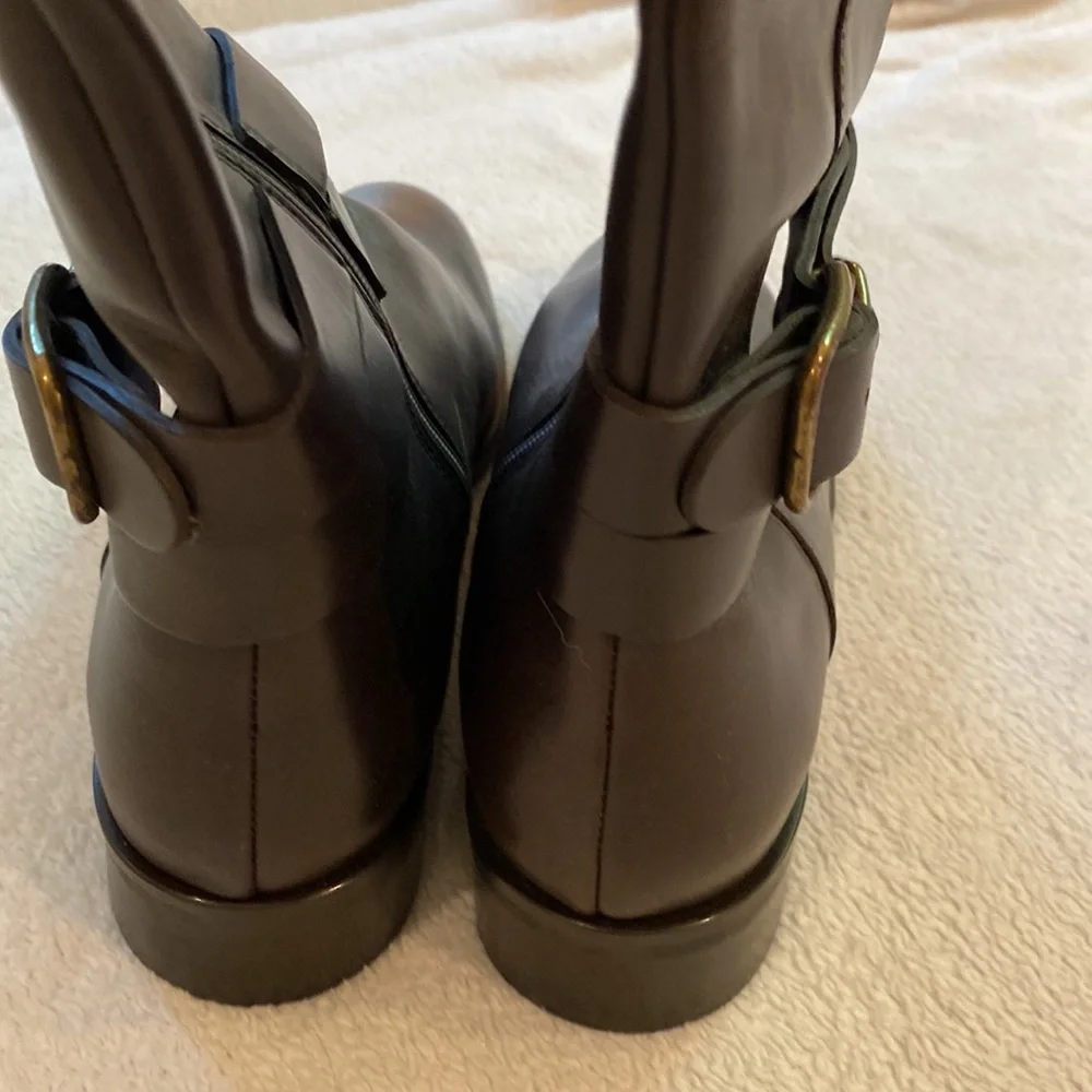 NWT L.K. Bennett Brogan dark brown leather tall equestrian  riding boots Sz 38